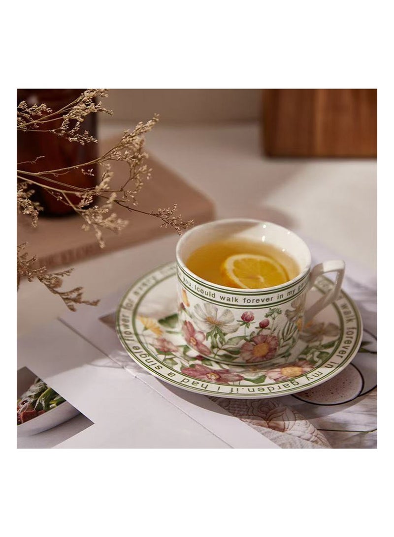 Aikanbo Ceramic Coffee Cup and Saucer Set，Vintage Floral Design，Perfect for Espresso, Tea，or Coffee Lovers ，Gift Boxed for Home, Office, or Special Occasions（Sunflowers bloom） - Image 5