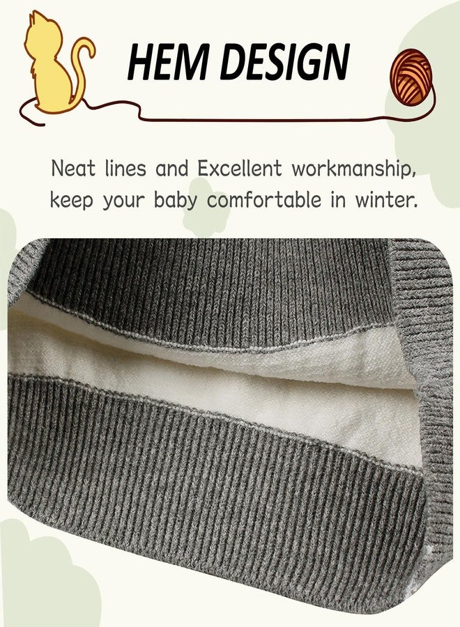 Peecabe Toddler Baby Cable Knit Sweater for Boys Long Sleeve Crewneck Striped Cotton Pullover Sweatshirt Fall Winter 1-5T (5T, Gray) - Image 5