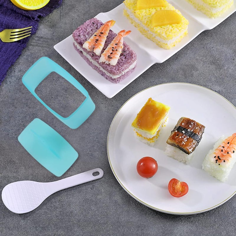 DIMVKA 3 Pack Onigiri Sushi Maker Mold, Non Stick Musubi Maker Press, Triangle Rice Ball Mold Sushi Makers (Large & Small) with 2 Pack Small Rice Paddles - Image 2