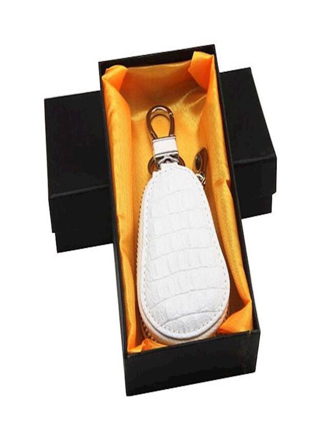 NIBEMINENT Pu Leather And Universal Package Fashion Car Key Case White Chain