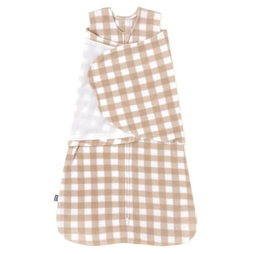 HALO MicroFleece Sleepsack Swaddle 3Way Adjustable Swaddle Blanket for Newborn and Infants TOG 30 for Cold Climates Hip Healthy Gingham Tan Newborn 03 Months - Image 1