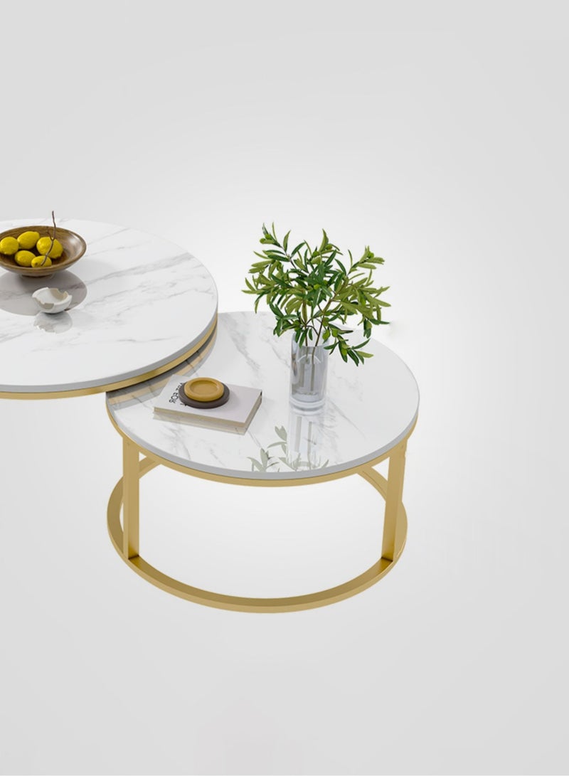 KLNAMAEAAN 2 Round Coffee Table With Metal Frame - Image 5