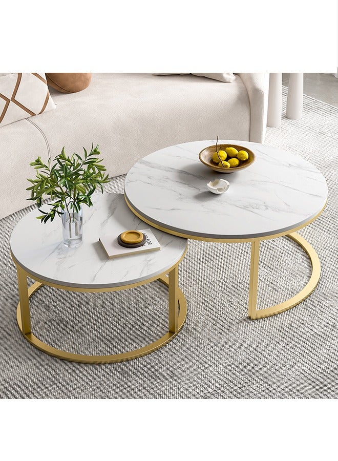 KLNAMAEAAN 2 Round Coffee Table With Metal Frame - Image 3