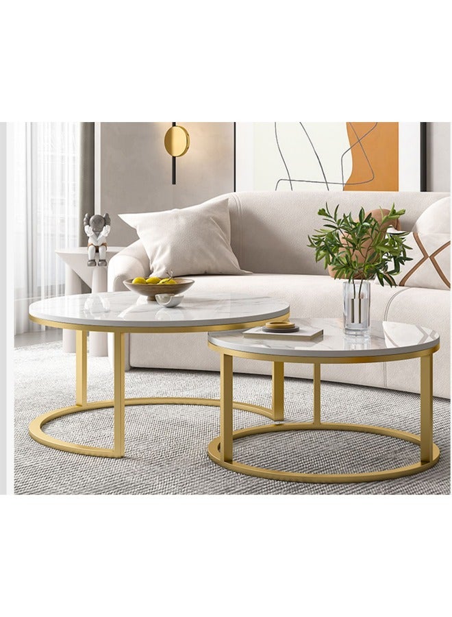 KLNAMAEAAN 2 Round Coffee Table With Metal Frame - Image 2