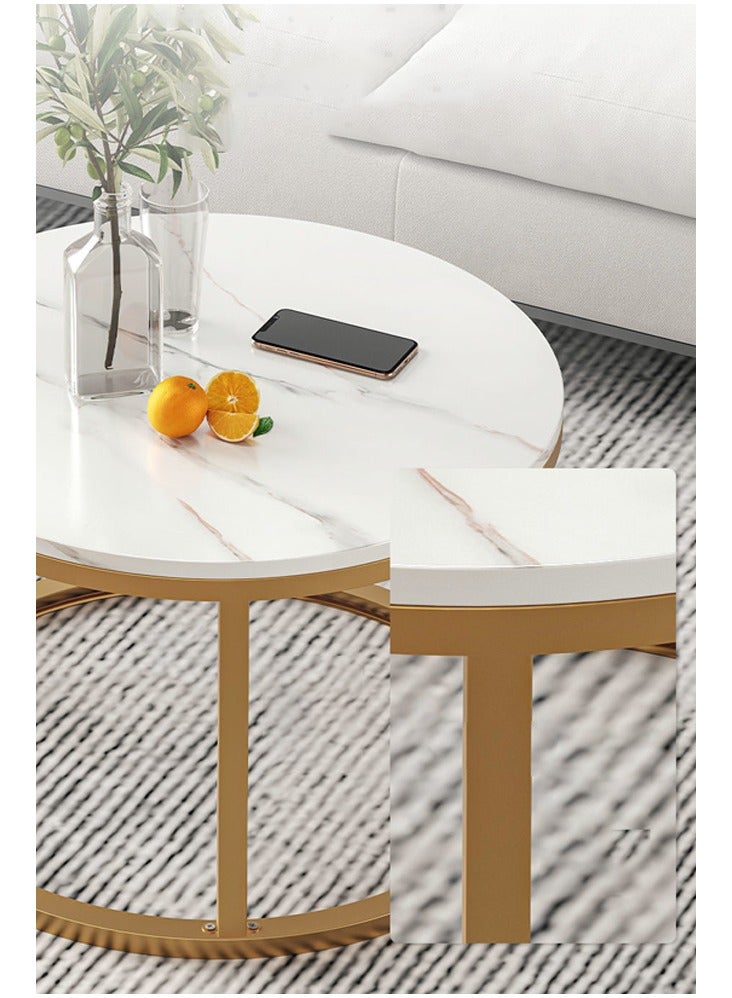 KLNAMAEAAN 2 Round Coffee Table With Metal Frame - Image 4