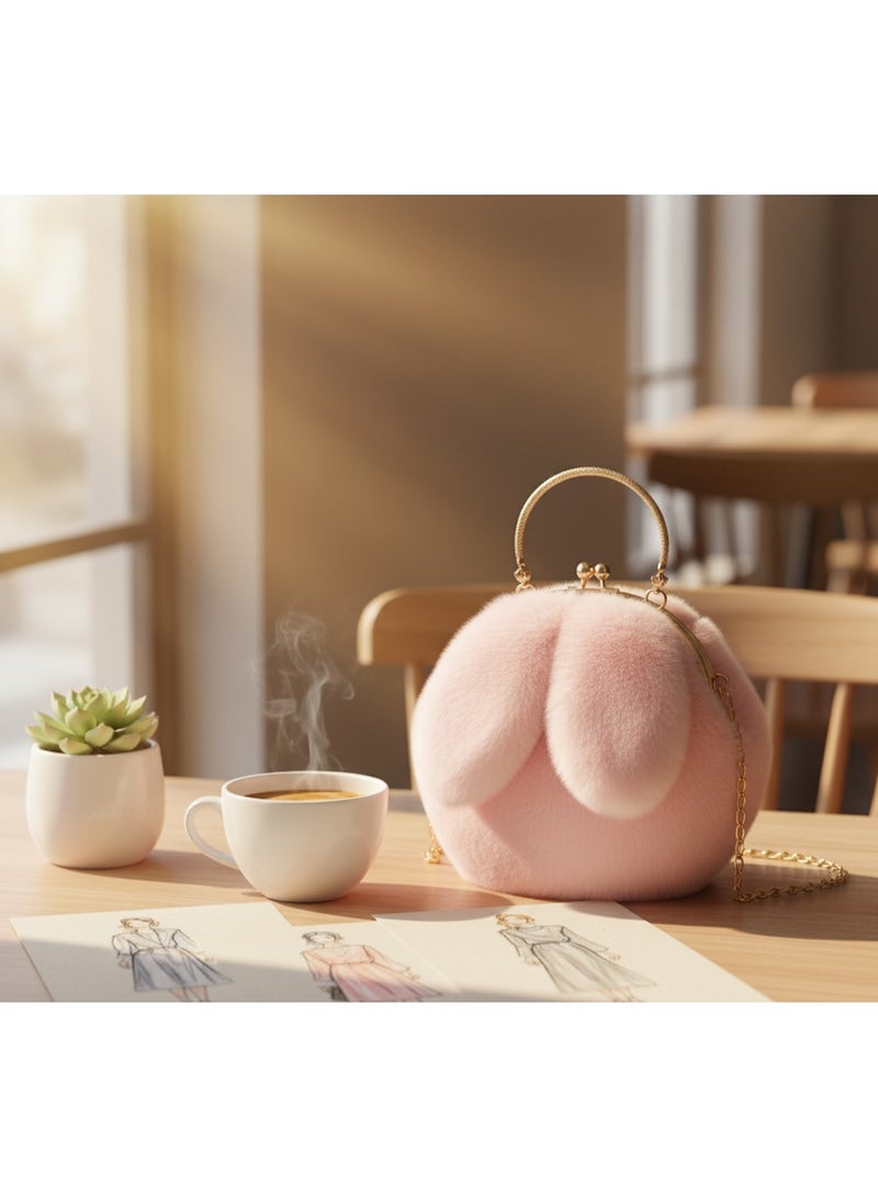 Women’s Cute Crossbody & Handbag – Round Cat Ear Design with Adjustable Golden Chain Strap - Image 4