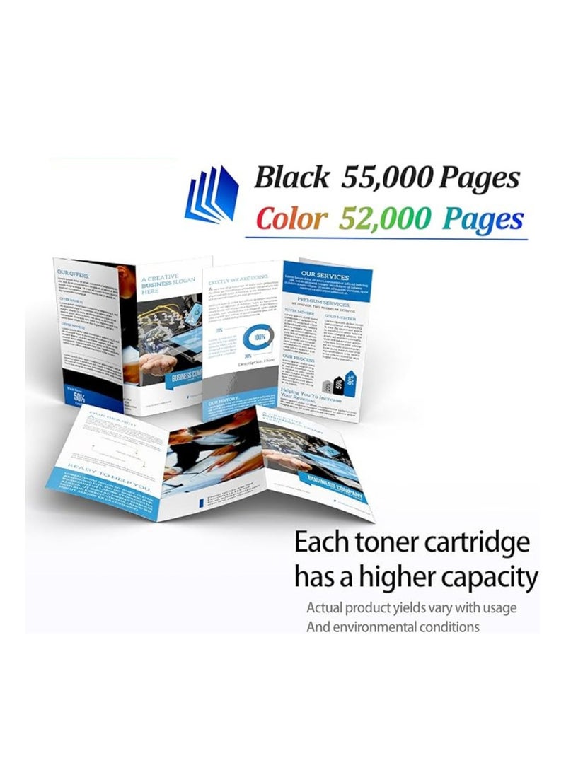 Terabyte W9050MC W9051MC W9052MC W9053MC Toner Cartridge (4-Pack-CYBM) Compatible for HP Color Managed MFP E87640Z E87650Z E87660 Printer  - Image 2