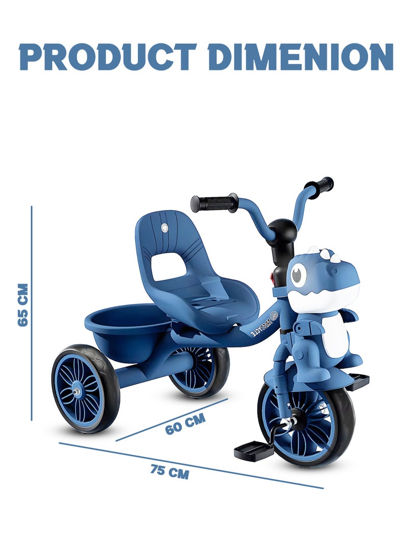 MarkedOne Tricycle for Kids, Baby Cycle with Light and Music, Kids Tricycle with Back Storage Basket & 3 Wheels, Kids Cycle Bike For 3+ Years Boys Girls  Dark Blue - Image 2