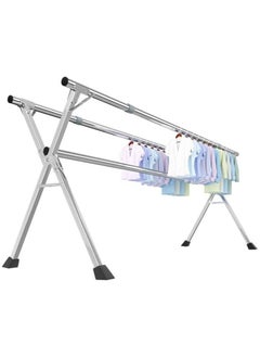 DubaiGallery Clothes Drying Rack for Laundry Foldable Free of Installation Adjustable Stainless Steel Garment Rack  - Image 3