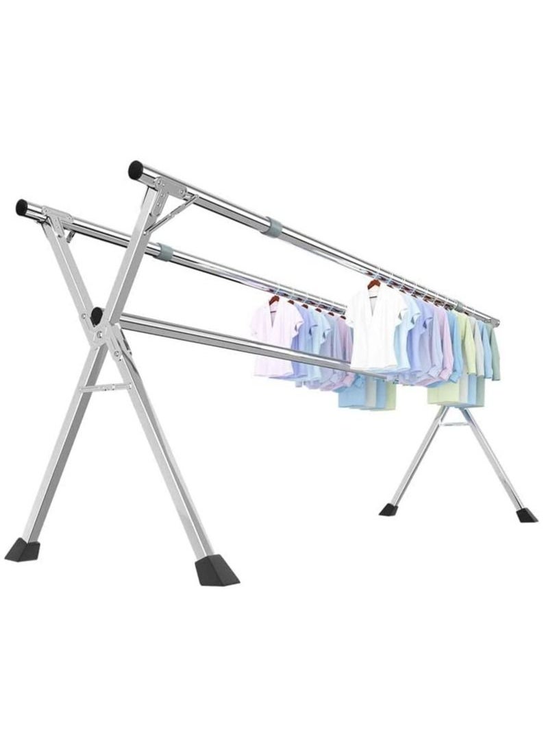 DubaiGallery Clothes Drying Rack for Laundry Foldable Free of Installation Adjustable Stainless Steel Garment Rack  - Image 3