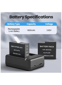 XICEN 2 Packs Batteries 1800mAh for Insta 360 Ace Pro Battery, Camera Batteries  - Image 2