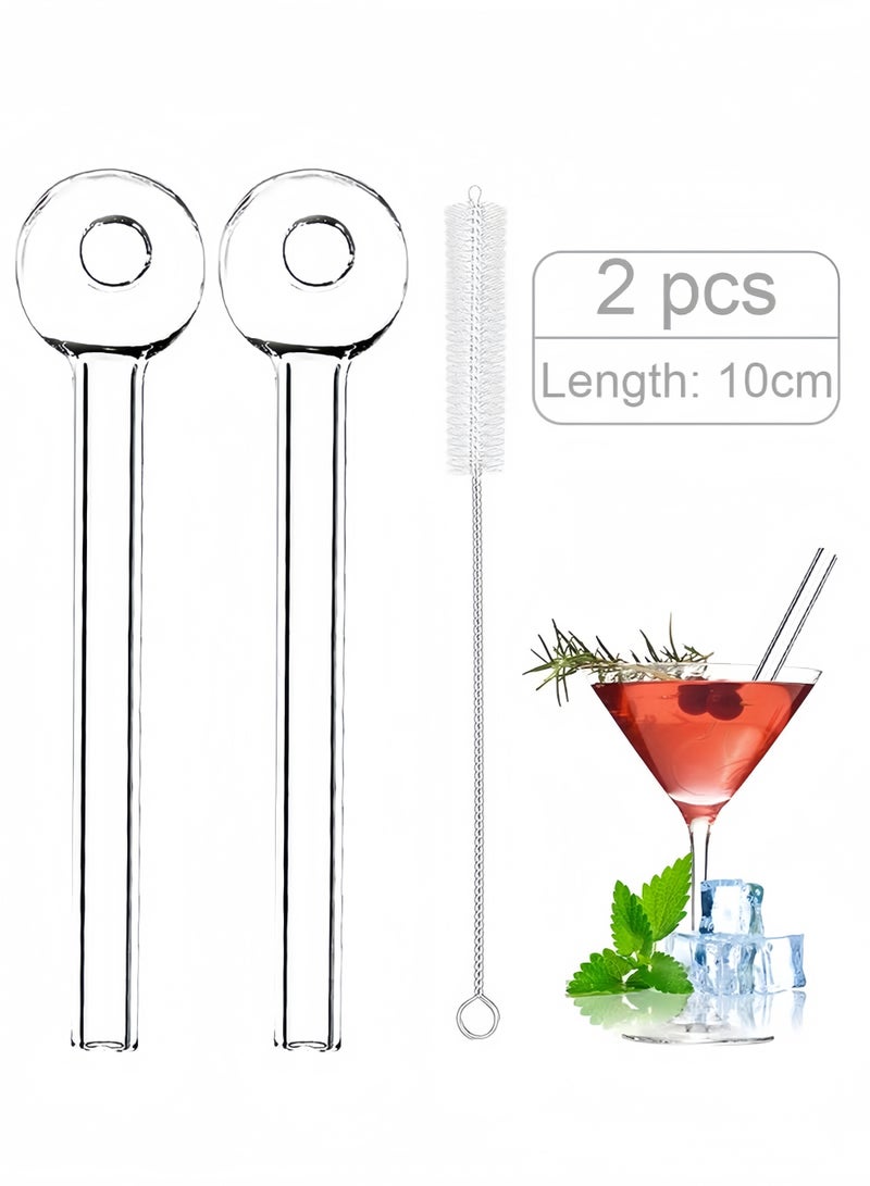 2 pcs Breakproof Glass Straws - Durable Reusable Glass Drinking Straws with 1 Cleaning Brush for Drinks Juice Herbs Smoothies，Eco-friendly Design - Image 1