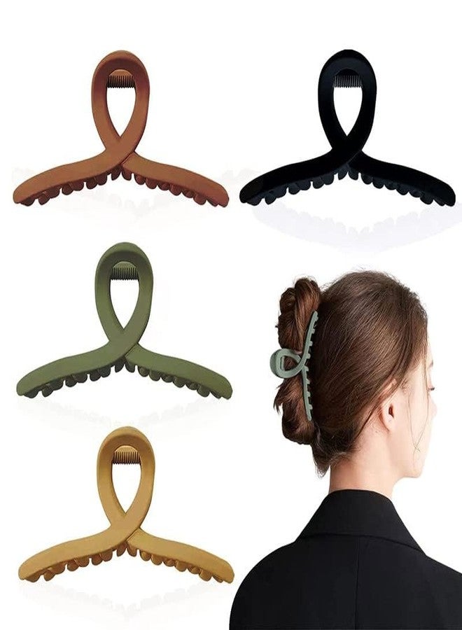 Xarnish Set of 4 Matte Finish Cross-Loop Hair Claw Clips for Women - Unique Design, Durable Grip, Cross Loop Hair Claw Clips Multicolor Hair Accessories - Image 1