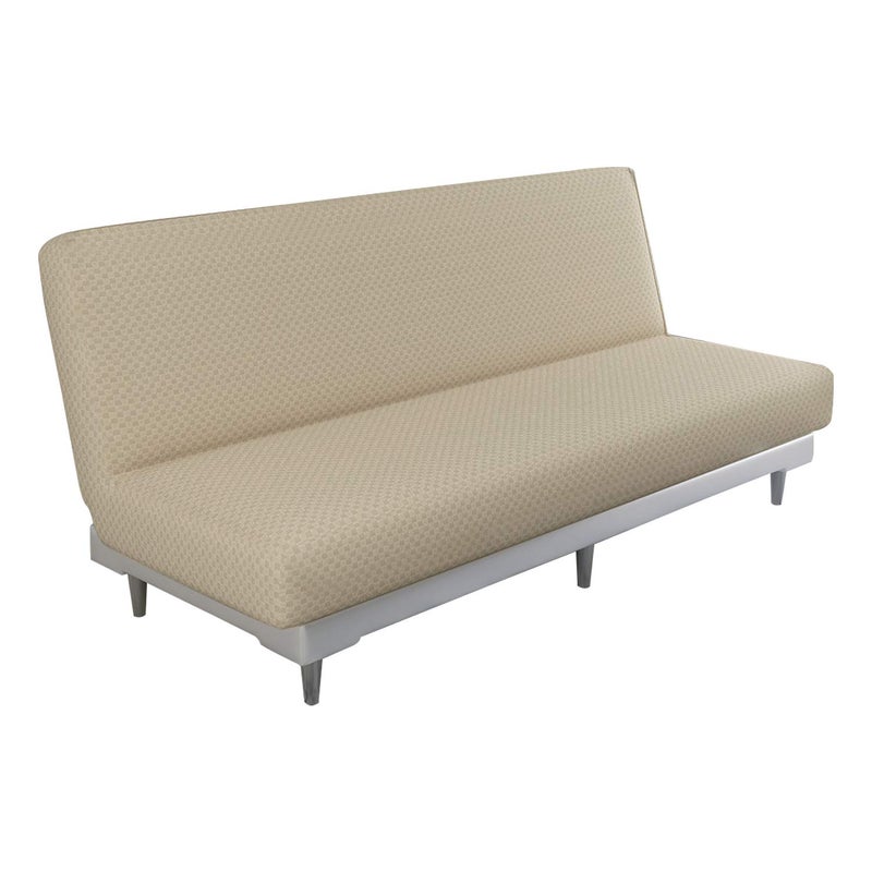 MAXIJIN Jacquard Futon Cover Stretch Armless Futon Sofa Cover Soft Futon Slipcover with Elastic Bottom Thick Sofa Bed Furniture Protector Covers Machine Washable Khaki