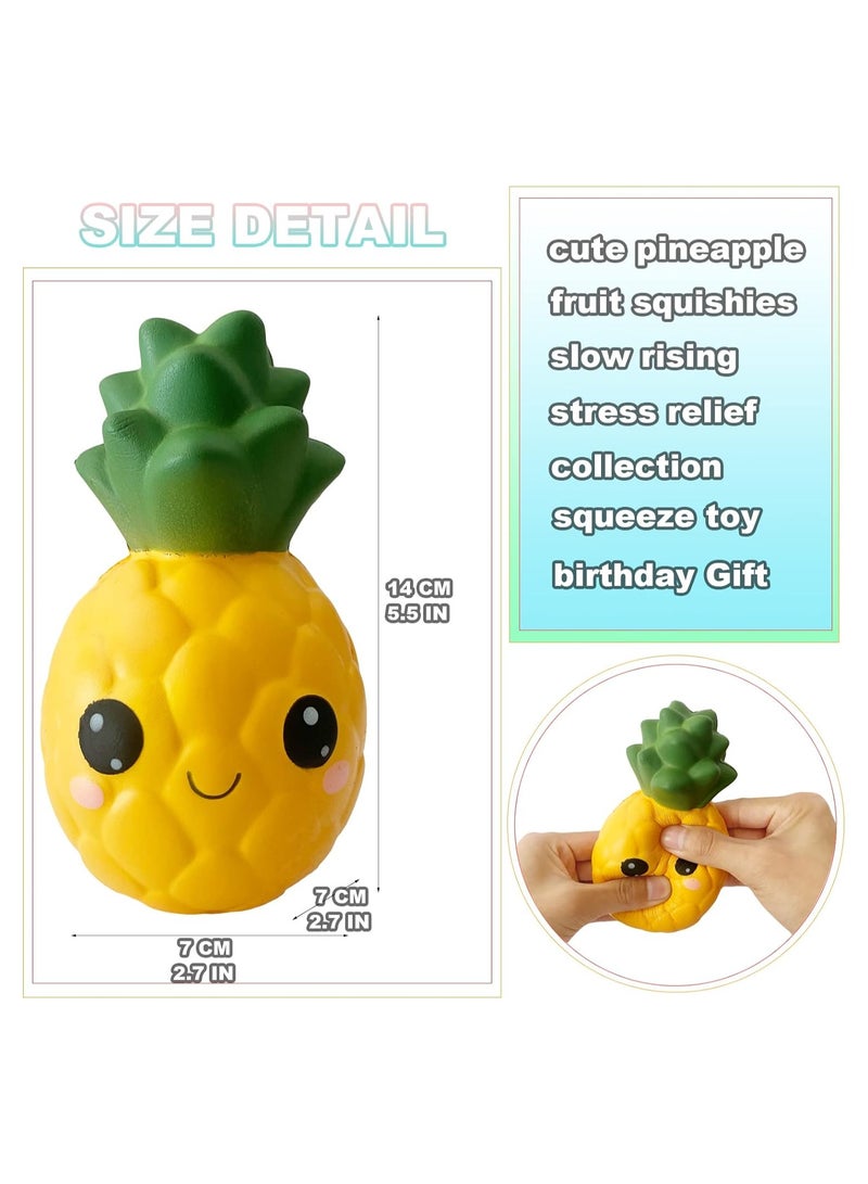 SOLARAE 2 Pack Slow Rising Pineapple Squishy Toys with Big Eyes - Cute Fruit Stress Relief Squeeze Toys for Kids, Perfect for Birthday Gifts, Classroom Prizes, and Goodie Bag Stuffers. - Image 4