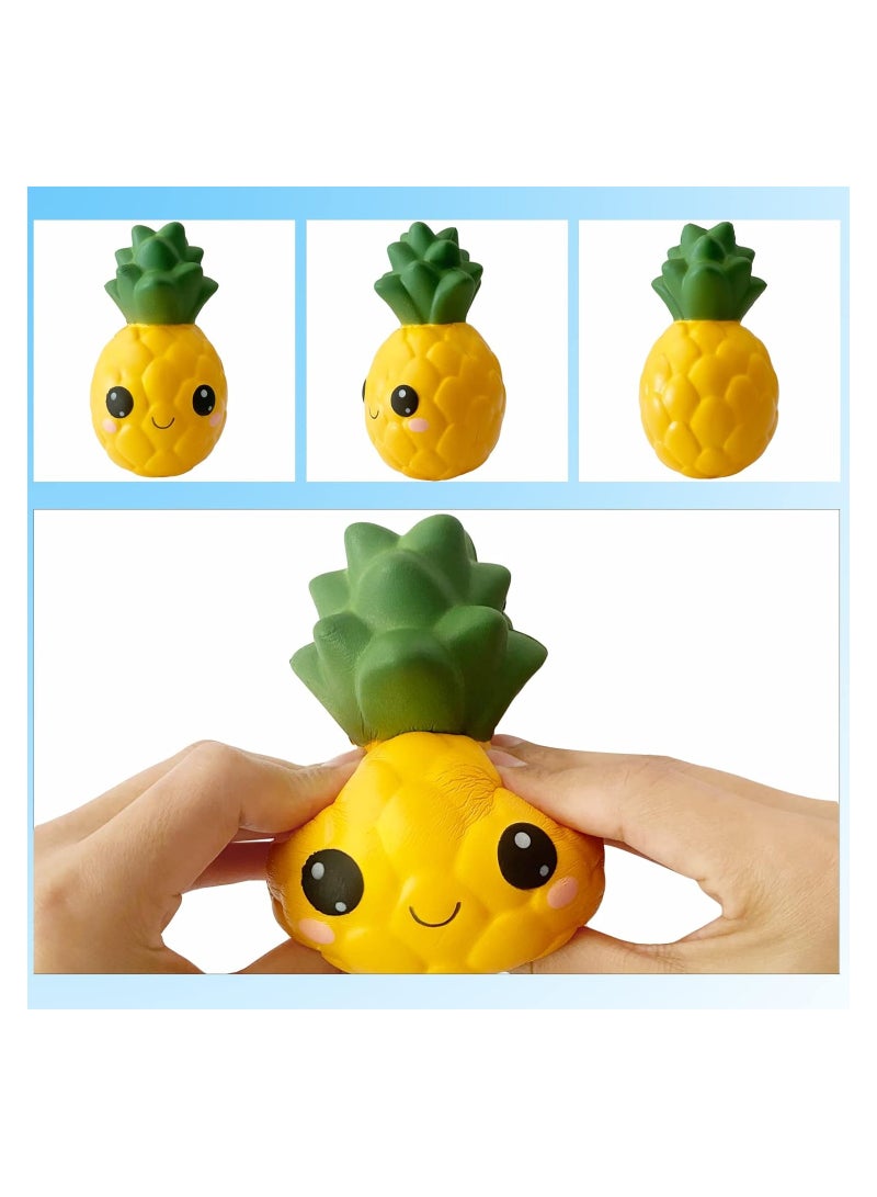 SOLARAE 2 Pack Slow Rising Pineapple Squishy Toys with Big Eyes - Cute Fruit Stress Relief Squeeze Toys for Kids, Perfect for Birthday Gifts, Classroom Prizes, and Goodie Bag Stuffers. - Image 2