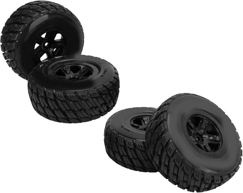 مجموعة إطارات مطاطية ناعمة عالية الجودة من 4 قطع لشاحنات RC ذات المسار القصير بمقياس 1:10 باللون الأسود - Image 3