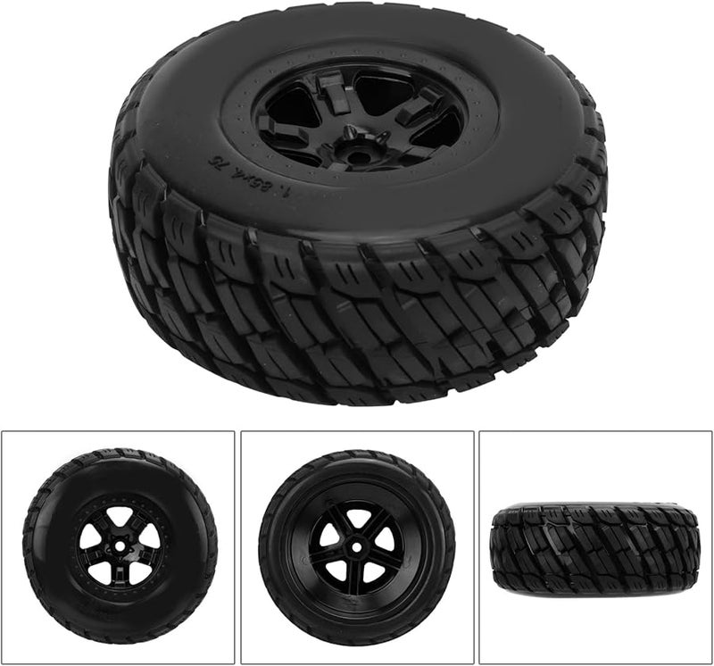 مجموعة إطارات مطاطية ناعمة عالية الجودة من 4 قطع لشاحنات RC ذات المسار القصير بمقياس 1:10 باللون الأسود - Image 5