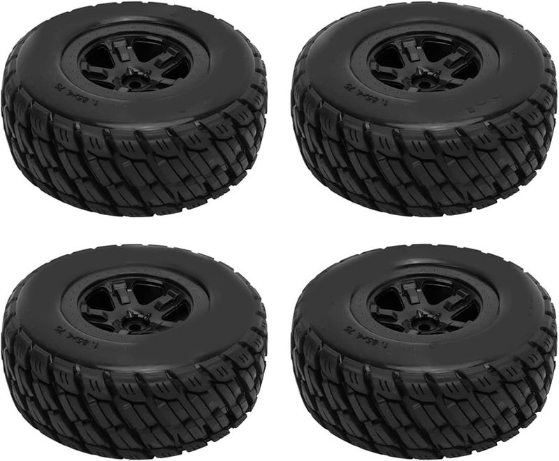 مجموعة إطارات مطاطية ناعمة عالية الجودة من 4 قطع لشاحنات RC ذات المسار القصير بمقياس 1:10 باللون الأسود - Image 1