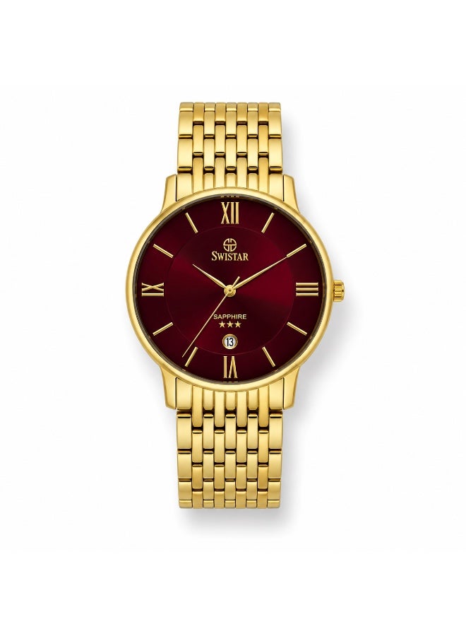 Swistar Men sleek premium stainless steel sapphire crystal watch