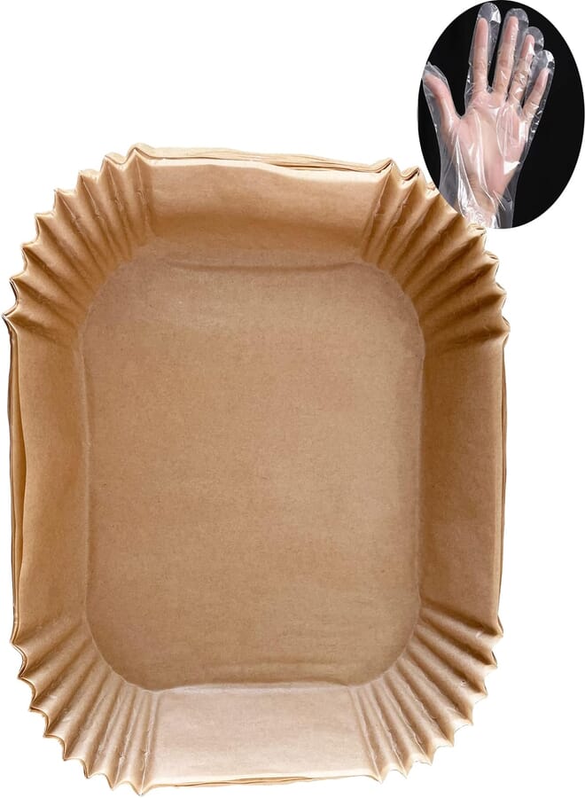 HYTK HYTK Air Fryer Disposable Paper Liner with Disposable Gloves, Non-Stick Air Fryer Parchment Paper for Air Fryer, Heat and Oil Resistant (16cm/2.8-4.7L/100pcs) 