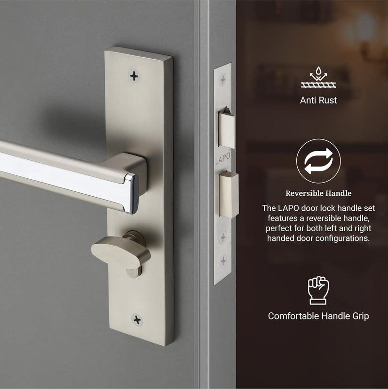 LAPO LAPO Door Lock for Main Door Mortise Door Lock for Home Lock Handlesets for Bedroom Mortise Handlesets with 3 Brass Keys Satin Matt Finish 3 Years Warranty RO167CY  - Image 5