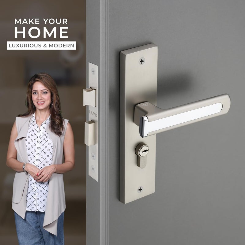 LAPO LAPO Door Lock for Main Door Mortise Door Lock for Home Lock Handlesets for Bedroom Mortise Handlesets with 3 Brass Keys Satin Matt Finish 3 Years Warranty RO167CY  - Image 2