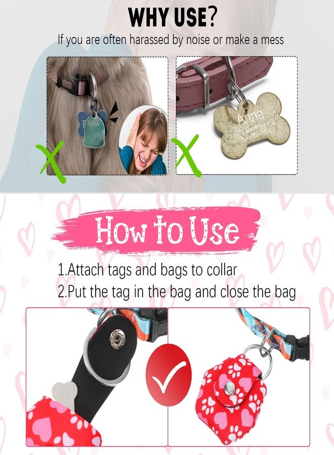 Reginary 6 Pieces Dog Tag Silencer Dog Tag Cover Portable Pet ID Soundless Silencer Bag with Rings Quiet Bag Protector for Pets(Festival Style) - Image 5
