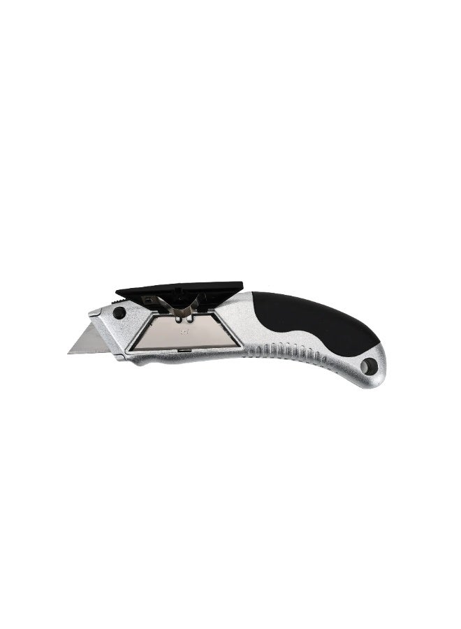 Professional Zinc-Alloy Auto-Load Utility Knife – Retractable Box Cutter with Multi-Stop Button – Heavy Duty Workshop Tool – Includes 5 Replacement Blades – Ergonomic Soft Grip Handle - Image 3