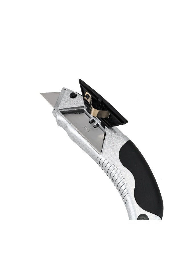 Professional Zinc-Alloy Auto-Load Utility Knife – Retractable Box Cutter with Multi-Stop Button – Heavy Duty Workshop Tool – Includes 5 Replacement Blades – Ergonomic Soft Grip Handle - Image 2