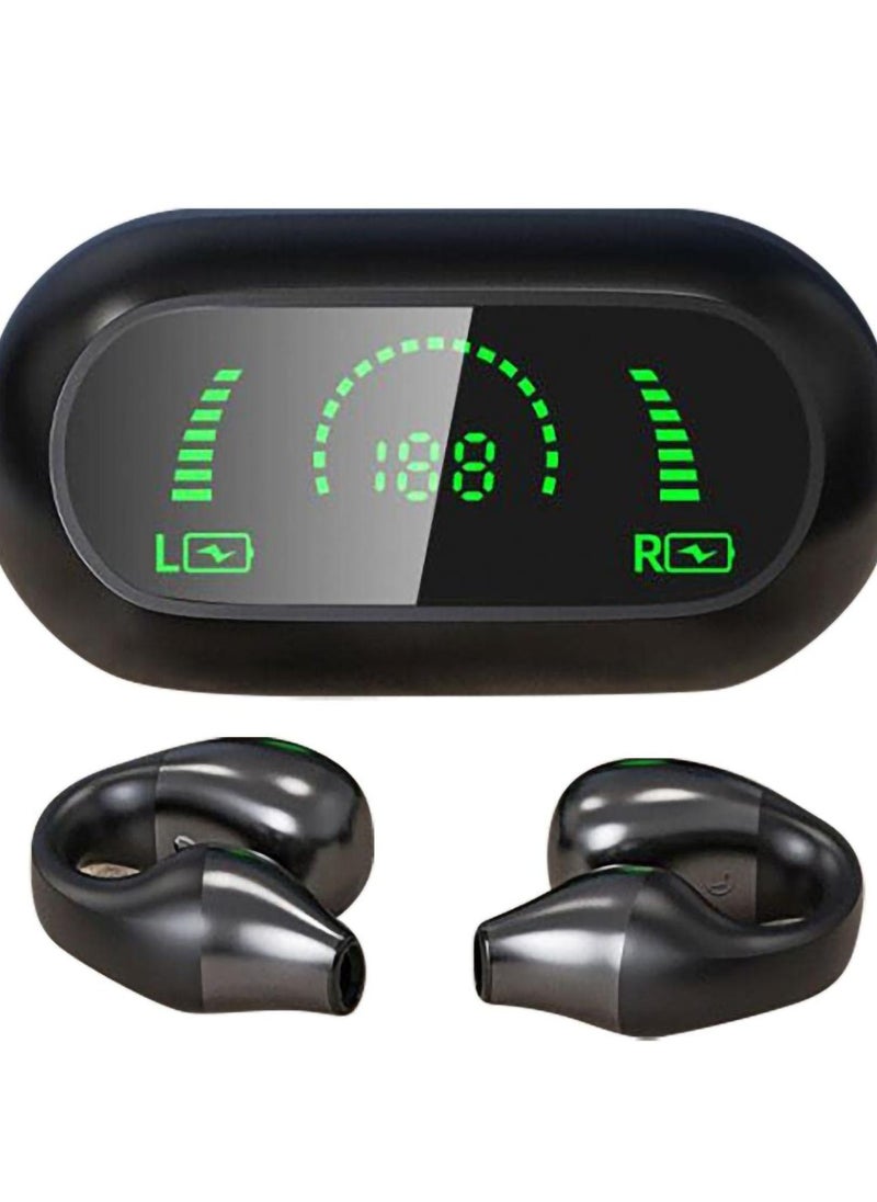 Excefore Open Ear Earbuds Wireless Bluetooth Earbuds, Sport 32 Hours Playtime with Case, Workout Headphones(Obsidian Black, LED Display)  - Image 1