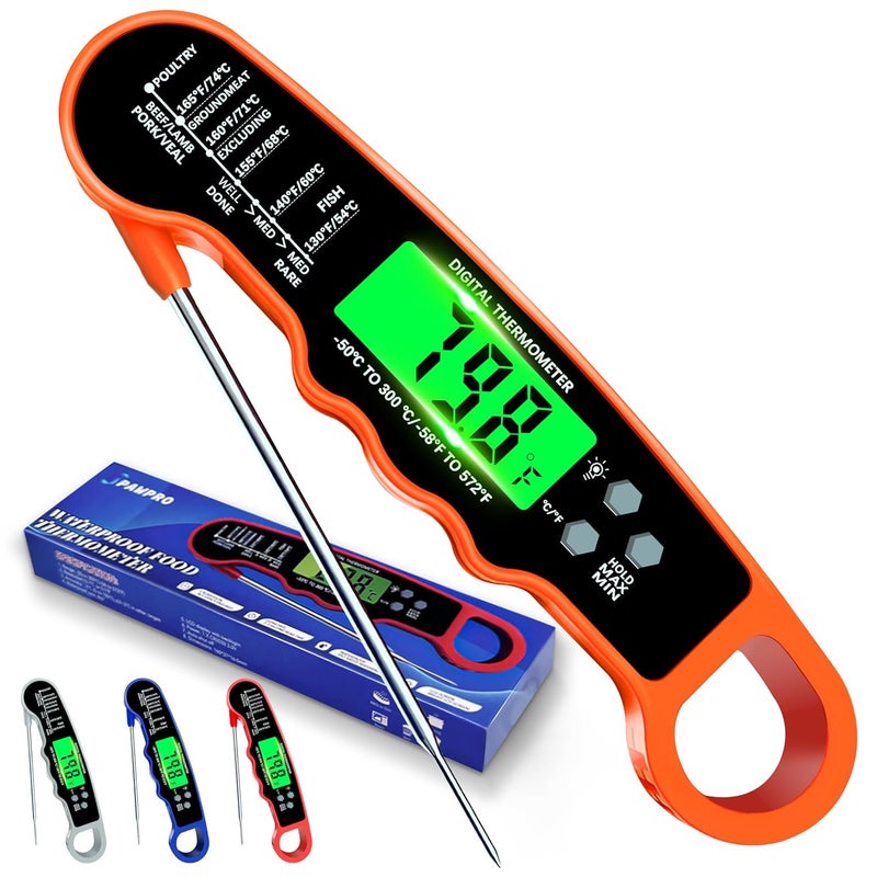 PAWPRO Meat Thermometer Digital, Instant Read Meat Thermometer with Backlight & Magnet for Kitchen, Beef, Grill, Turkey,IP67 Waterproof Cooking Thermometer，Suitable as Stocking Stuffers for Men - Image 1