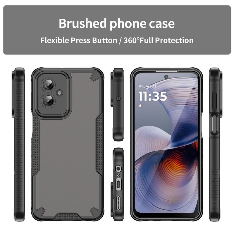 BURAQ Case Cover For Motorola Moto G55 5G Armor Glaze PC Hybrid TPU Phone Case(Black) - Image 2