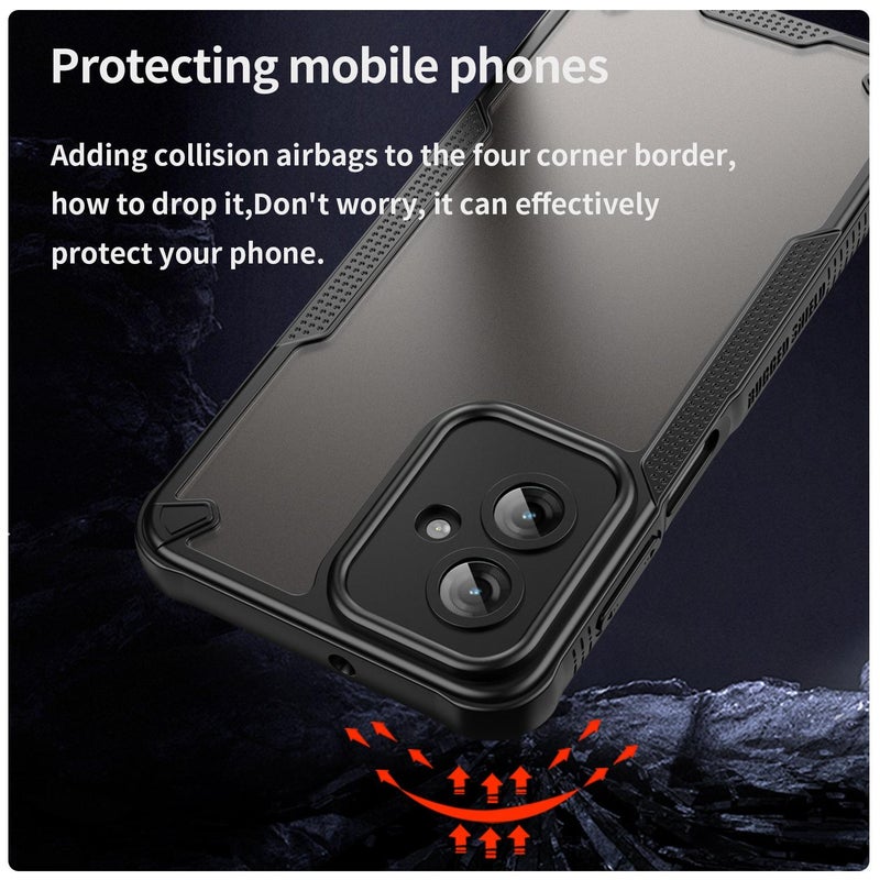BURAQ Case Cover For Motorola Moto G55 5G Armor Glaze PC Hybrid TPU Phone Case(Black) - Image 4