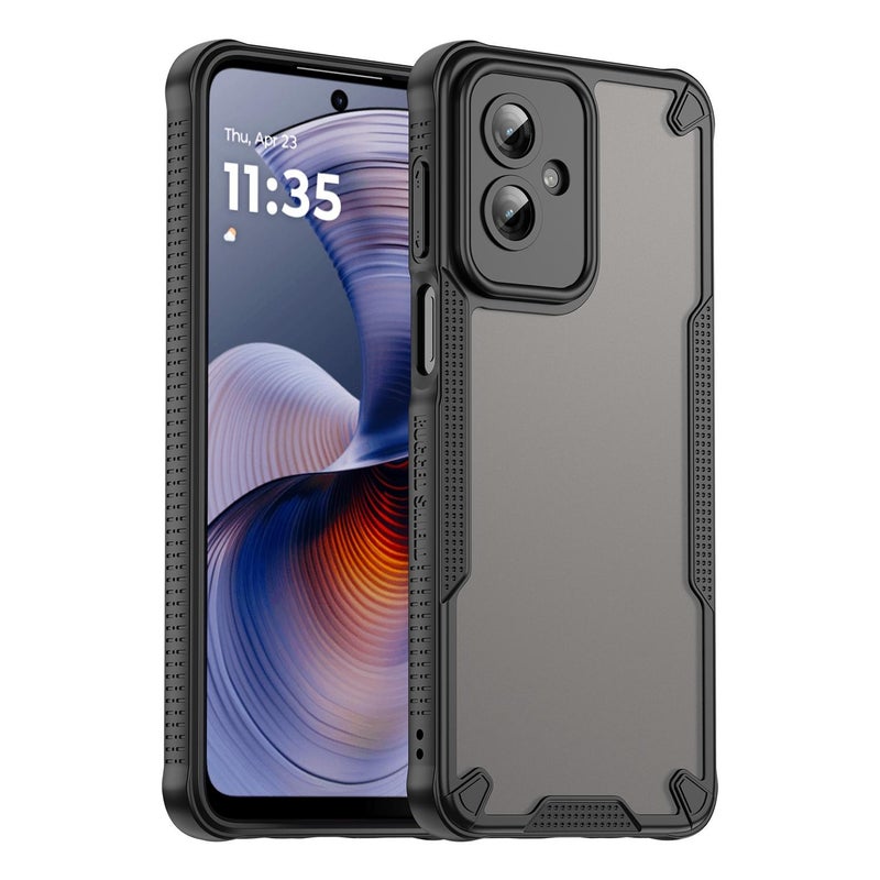 BURAQ Case Cover For Motorola Moto G55 5G Armor Glaze PC Hybrid TPU Phone Case(Black) - Image 1
