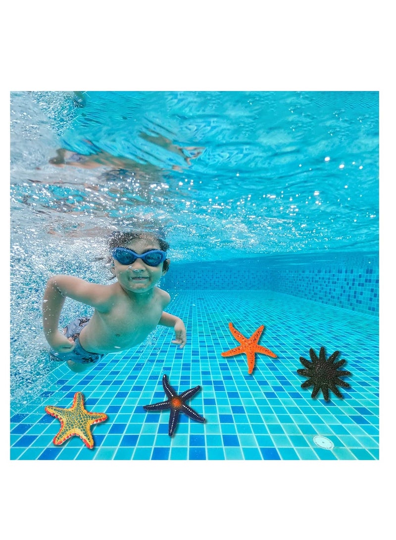 واي آند دي 8 Pcs Diving Starfish Pool Toy Colorful Big Set Summer Swimming Toys Dive Throw Underwater - Image 4