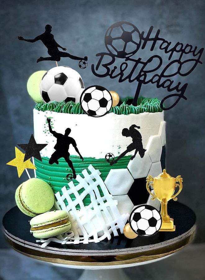 28PCS Football Theme Cake Topper  Football Players Cupcake Toppers  Happy Birthday Cake Picks Football Theme Party Cake Decorations  Soccer Party Theme Decorations for Baby Shower Party Favors Game Day Party Supplies - Image 3