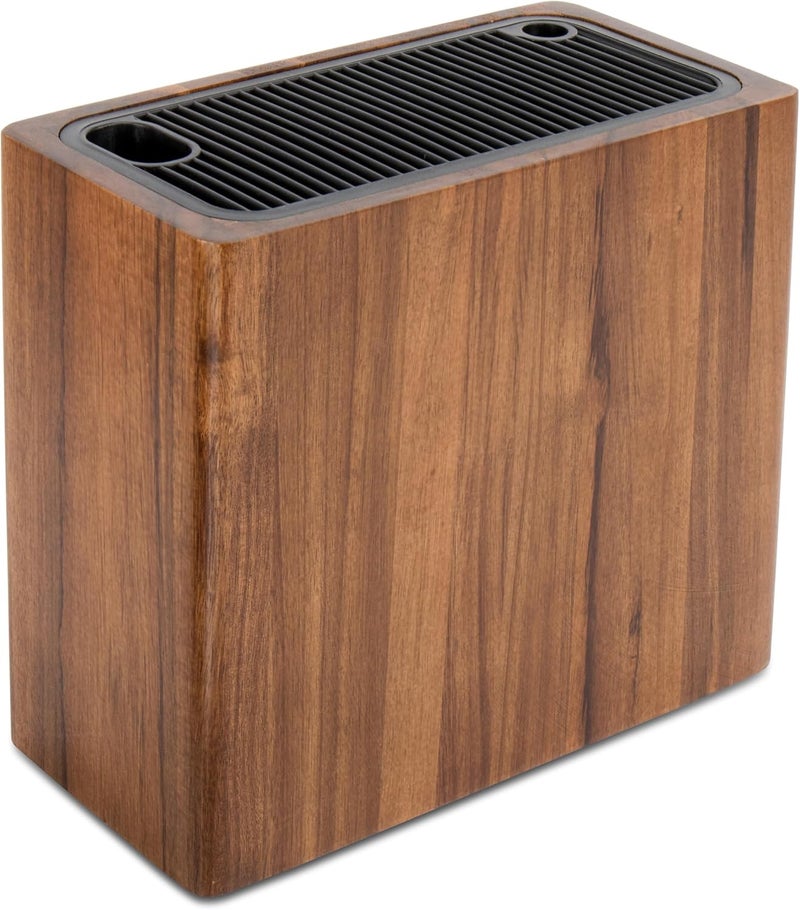 RedCall Acacia Wood Knife Holder Block,Large Universal Knife Block without knives,Wooden Kitchen Knife Block for Countertop,Knife Holder Organizer with Slots for Scissors and Sharpening Rods Storage - Image 1