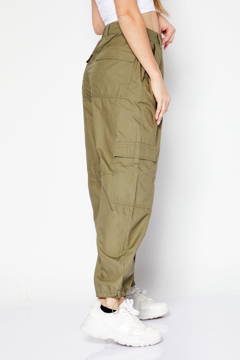 Don't Call Me Jennyfer Women Plain Cargo Pants, Green - Image 3