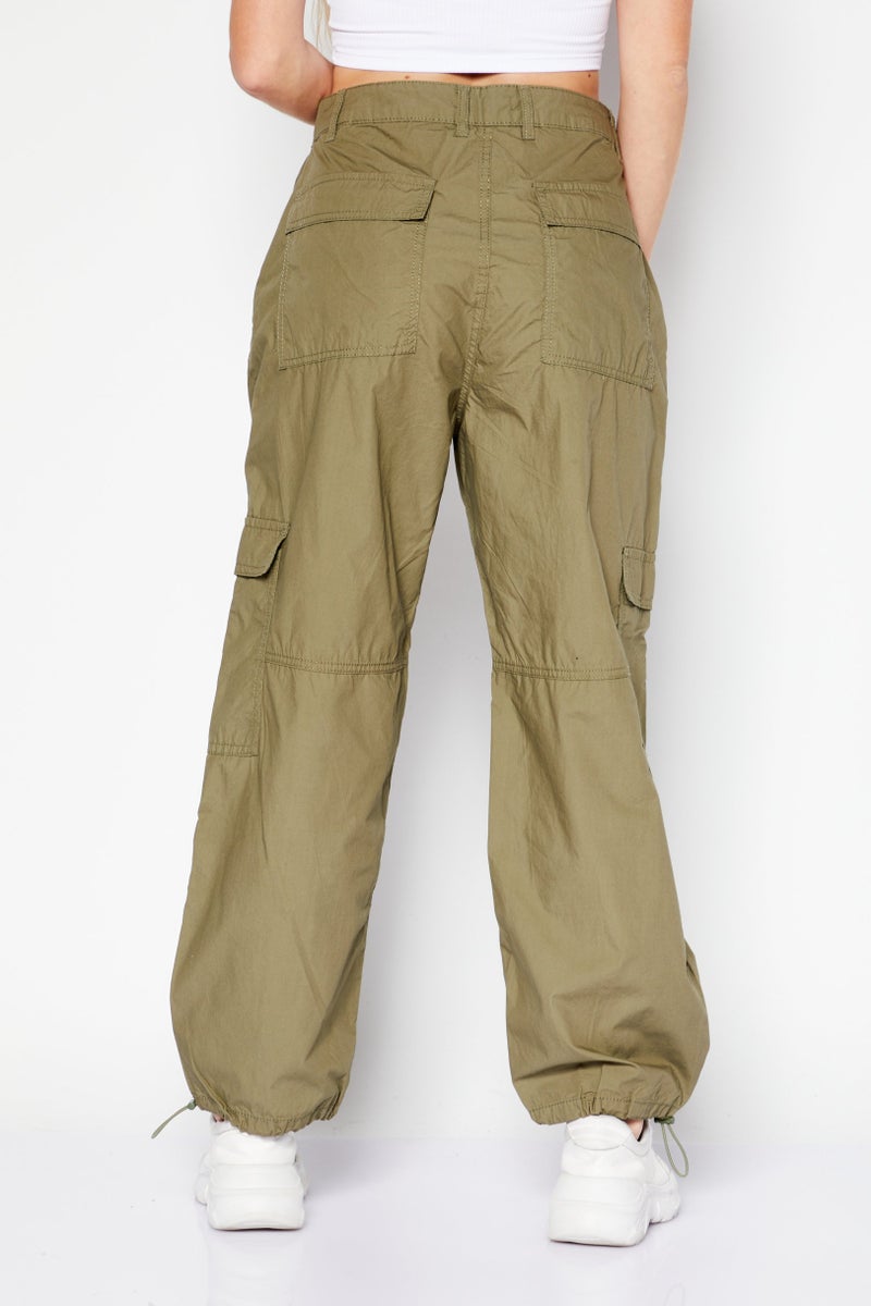 Don't Call Me Jennyfer Women Plain Cargo Pants, Green - Image 4