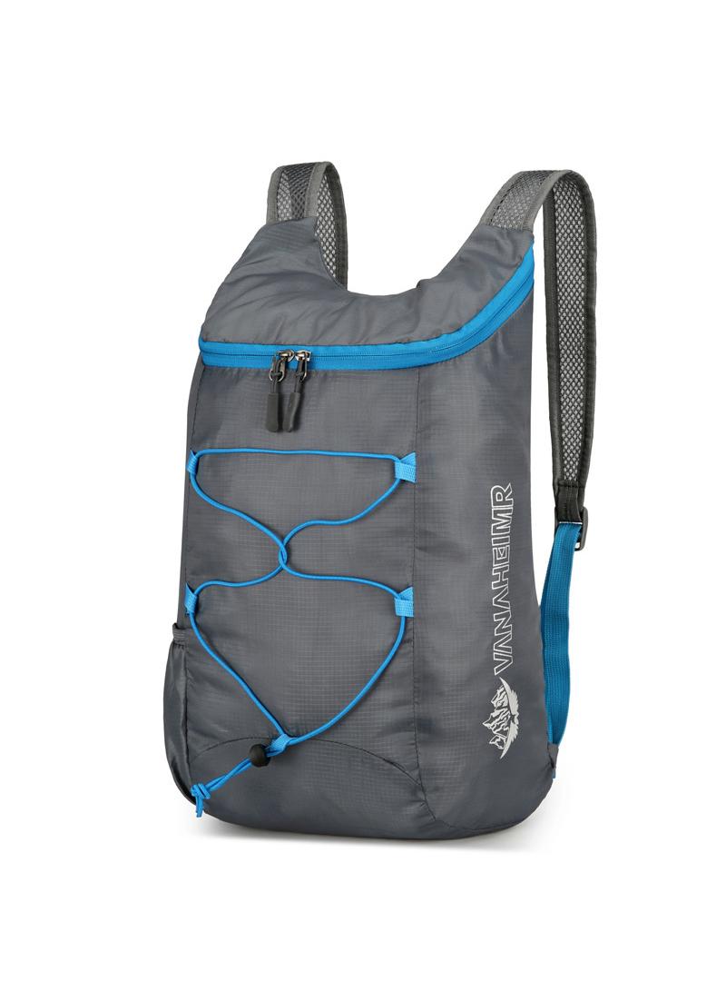 Generic Outdoor Riding Bag Ultra-Light Oxford Cloth Hiking Bag Waterproof Foldable Backpack Grey - Image 1