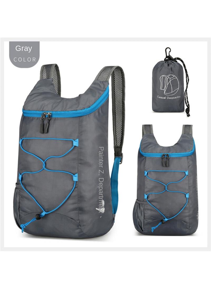 Generic Outdoor Riding Bag Ultra-Light Oxford Cloth Hiking Bag Waterproof Foldable Backpack Grey - Image 2