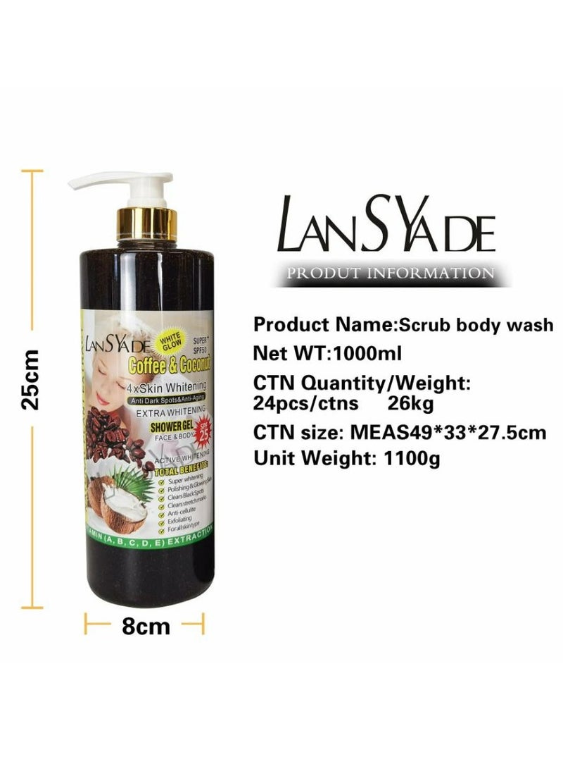 LANSYADE Coffee And Coconut Scrub Body Wash And Shower Gel 500 ML - Image 2