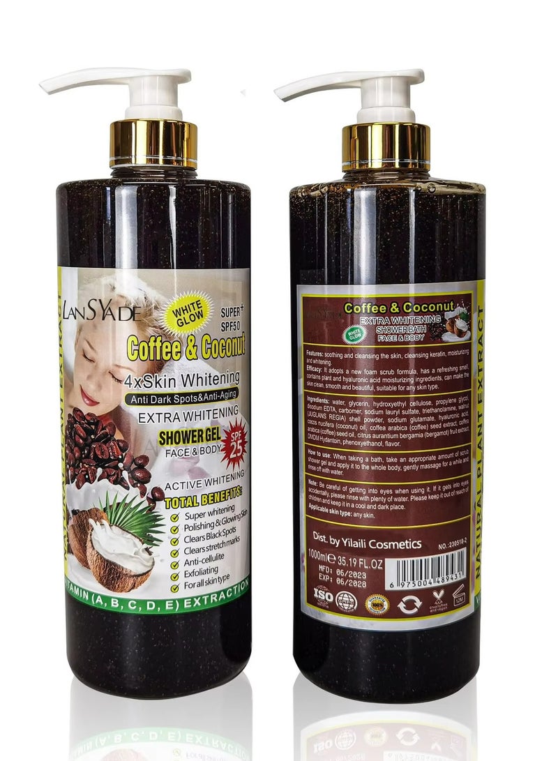 LANSYADE Coffee And Coconut Scrub Body Wash And Shower Gel 500 ML - Image 4