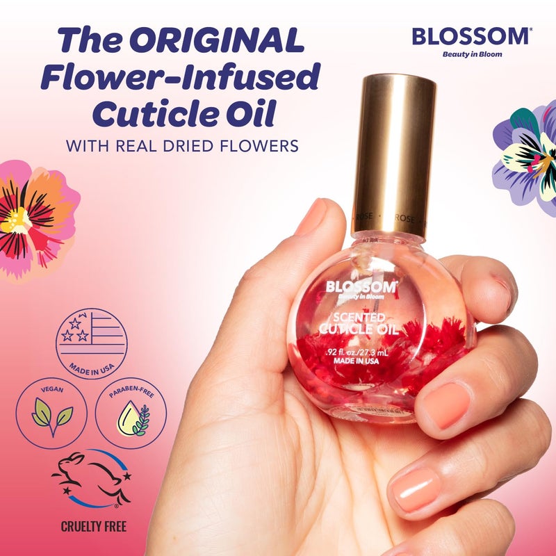 Blossom Cuticle Oil for Nails, Hydrating, Moisturizing, Scented Nail Oil Cuticle Care, Infused with Real Flowers, Made in USA, 0.5 fl. oz, Amazon Exclusive, Raspberry - Image 3