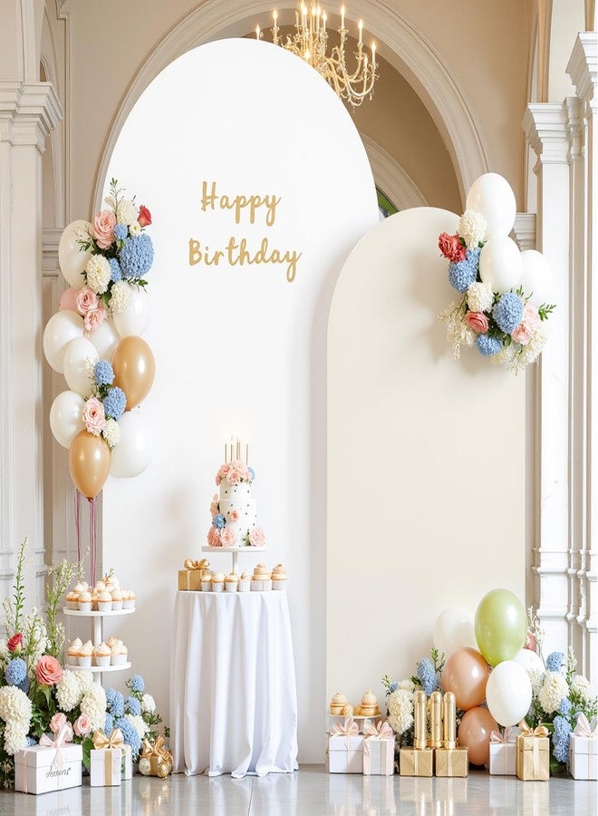 HB HBB MAGIC 7.2FT Wedding Arch Backdrop Cover, Stretchy Arch Covers Round Top Chiara Backdrop Cover for Wedding Birthday Party Baby Shower Banquet Arch Decor(White+Beige) - Image 2