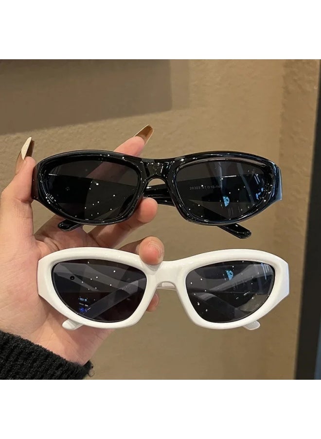 Generic - Vintage Punk Sports Sunglasses Women Men Y2K Style Cat Eye Sun Glasses Mirror Fashion Eyewear 2000s Retro Shades Gafas De Sol-Lenses Color:black - Image 1
