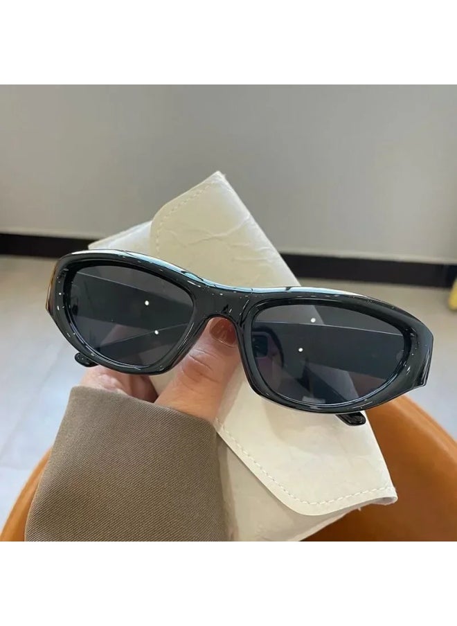 Generic - Vintage Punk Sports Sunglasses Women Men Y2K Style Cat Eye Sun Glasses Mirror Fashion Eyewear 2000s Retro Shades Gafas De Sol-Lenses Color:black - Image 1