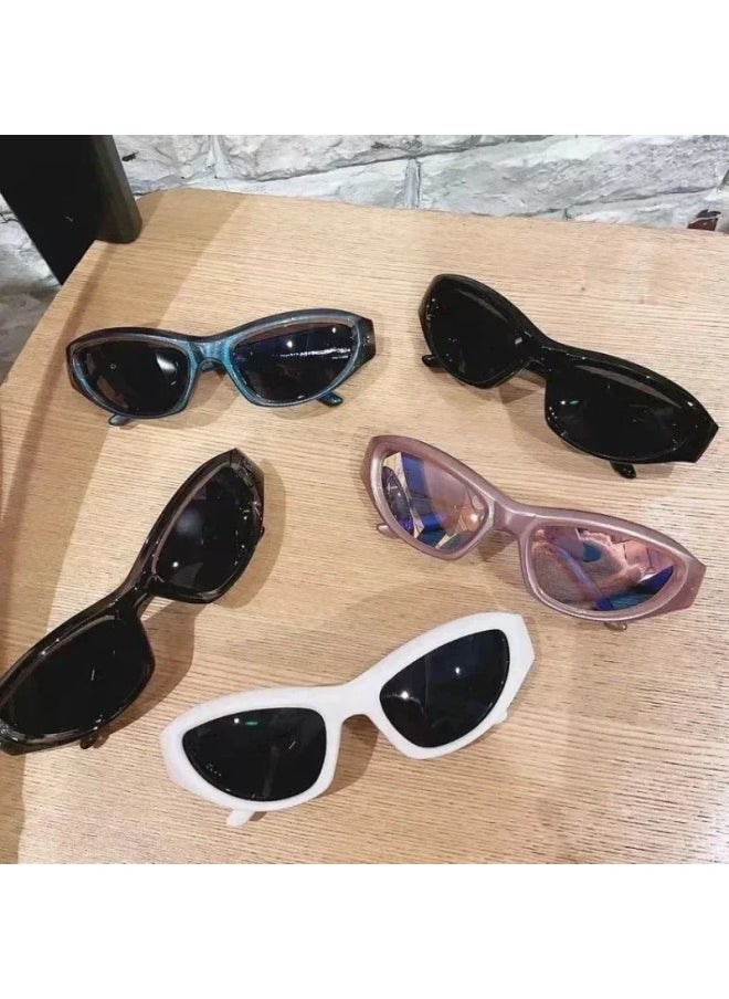 Generic - Vintage Punk Sports Sunglasses Women Men Y2K Style Cat Eye Sun Glasses Mirror Fashion Eyewear 2000s Retro Shades Gafas De Sol-Lenses Color:black - Image 1