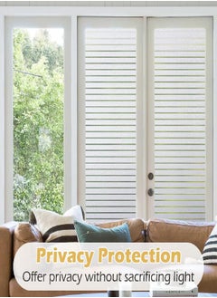 Rabbitgoo rabbitgoo Frosted Window Film Static Cling Decorative Glass Film Anti UV Window Privacy Film Non Adhesive Window Cling Door Cover for Home Office Meeting Room, Stripe Patterns, 17.5 x 78.7 inches  - Image 1